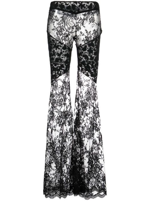 Flared Chantilly-lace trousers - Black