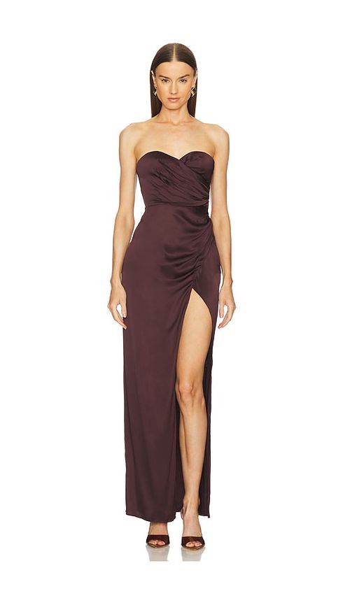 Michael Costello x REVOLVE Dimity Gown in Chocolate.  XS. Also in L, M