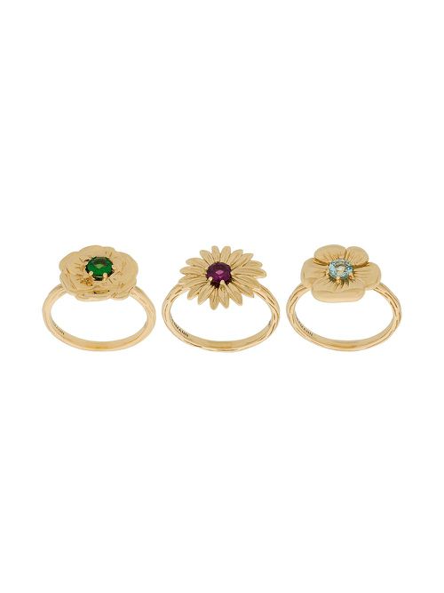18kt yellow gold Bouquet set of rings - Metallic