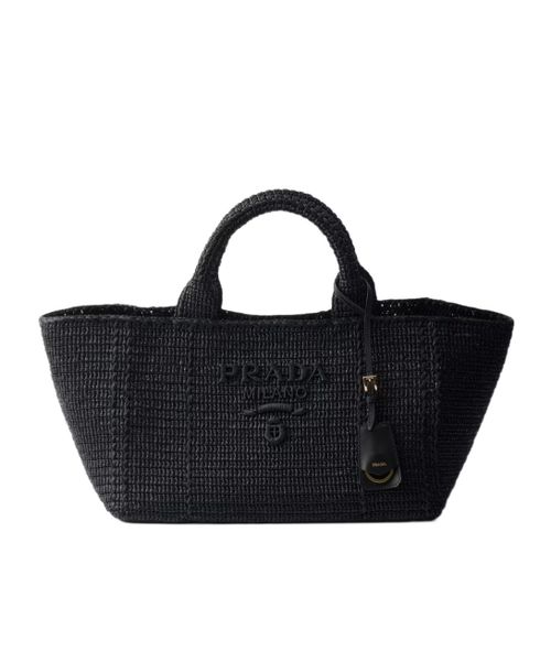 Large crochet tote bag with leather details