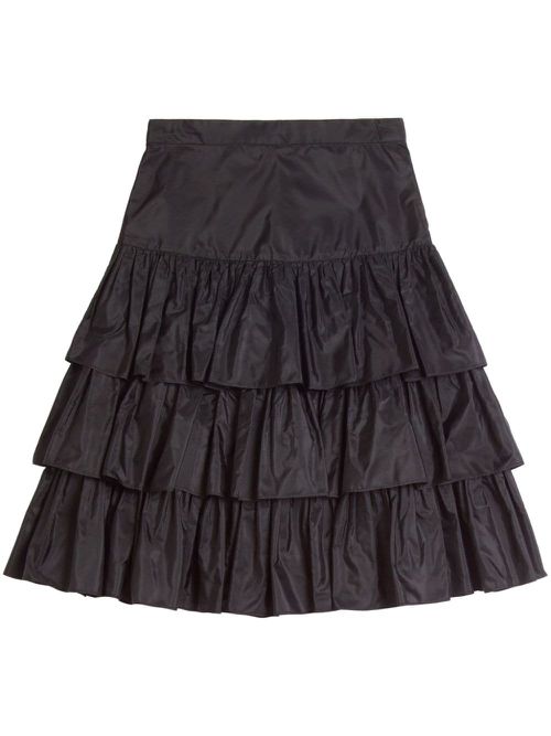 Ruffled silk skirt - Black