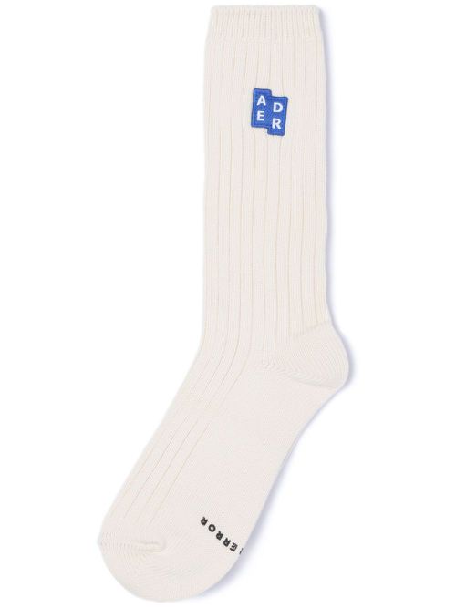 Logo-appliqué calf socks - White
