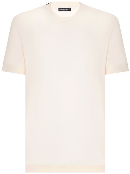 Logo-patch silk T-shirt - White