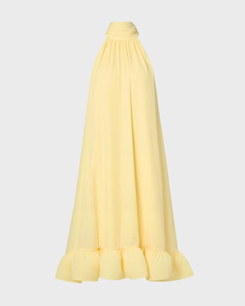 Malina Dress Sabrina Halterneck Ruffled Midi Light yellow