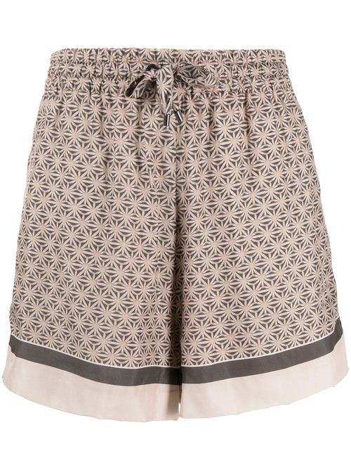 Graphic-print silk shorts - Neutrals