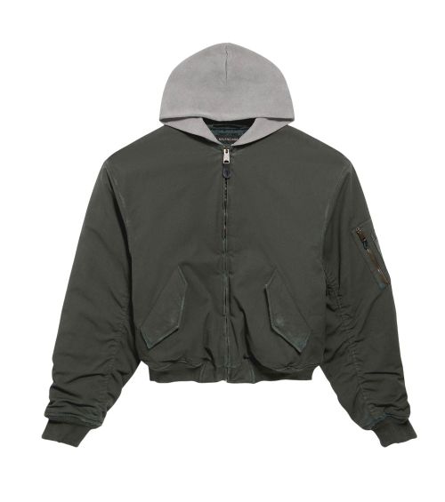 Green Solid Hood Jacket