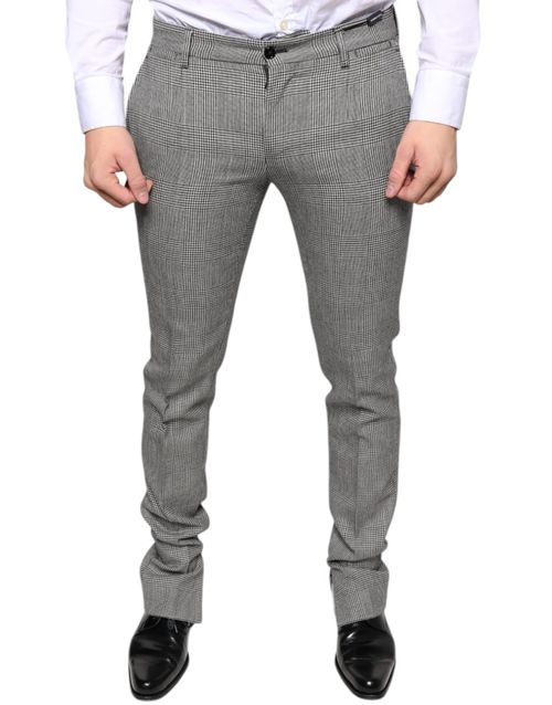 Checked Virgin Wool Trousers — Gray