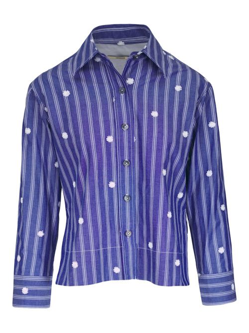 Odeeh floral-embroidered shirt - Blue