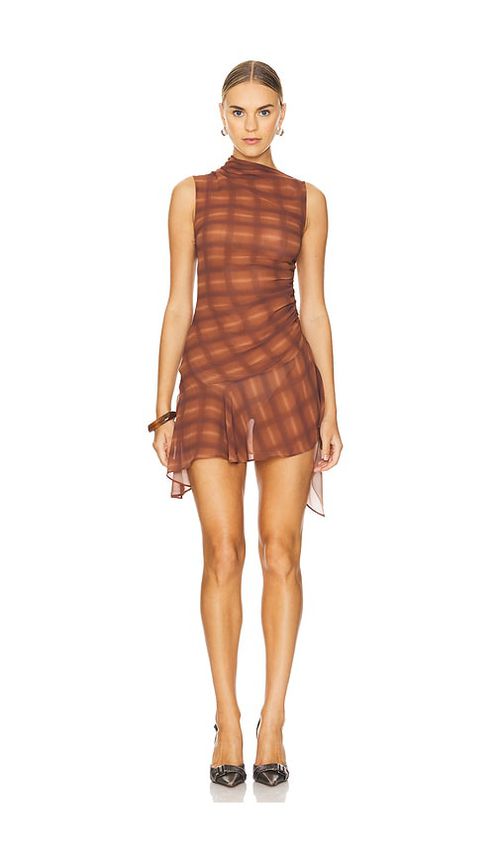 H:ours Amari Mini Dress in Brown. M. Also in