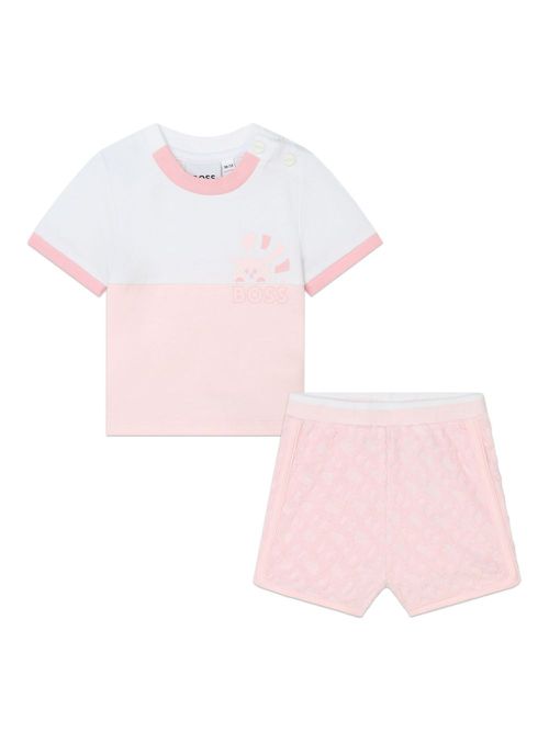 Logo-print jersey short set - Pink