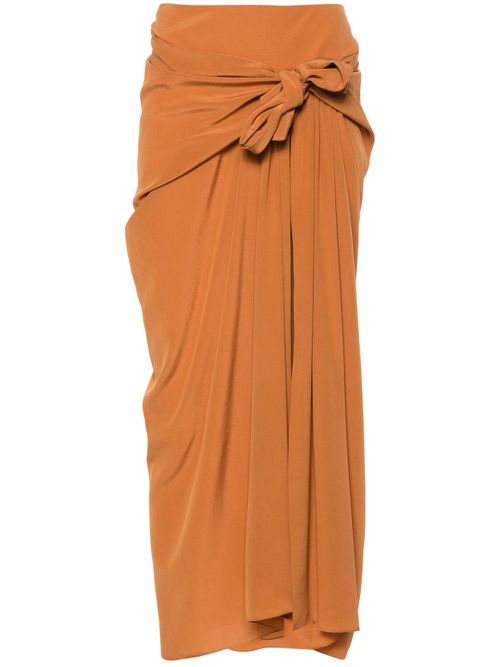 Pleat-detail silk skirt - Brown