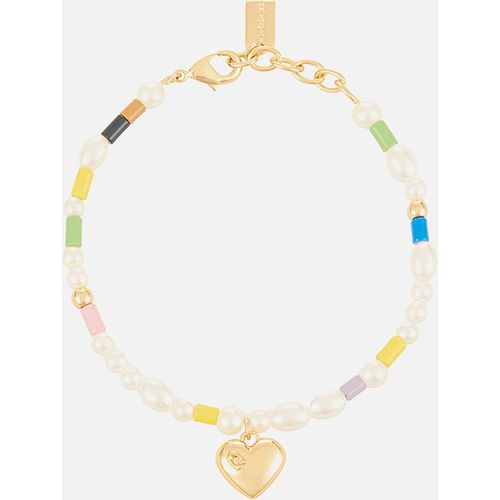 Coach Pearl Heart Flex Gold-Plated Bead Bracelet