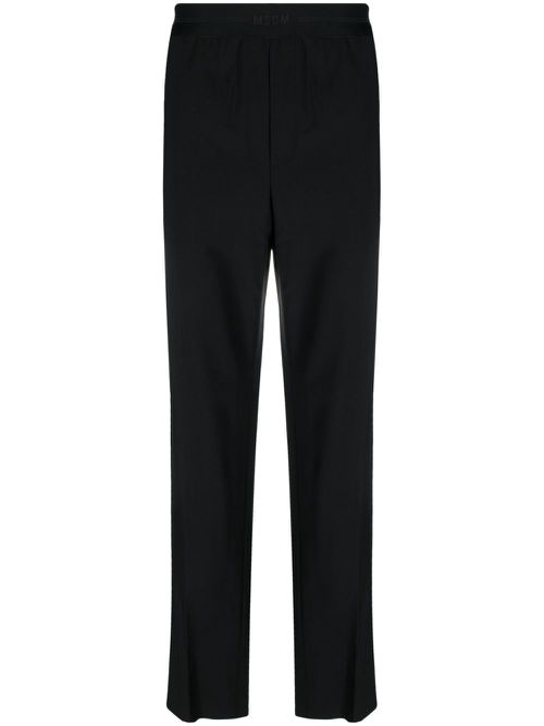 Logo-waistband straight-leg trousers - Black