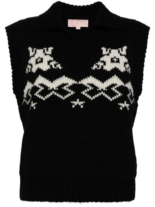 Intarsia knitted vest - Black