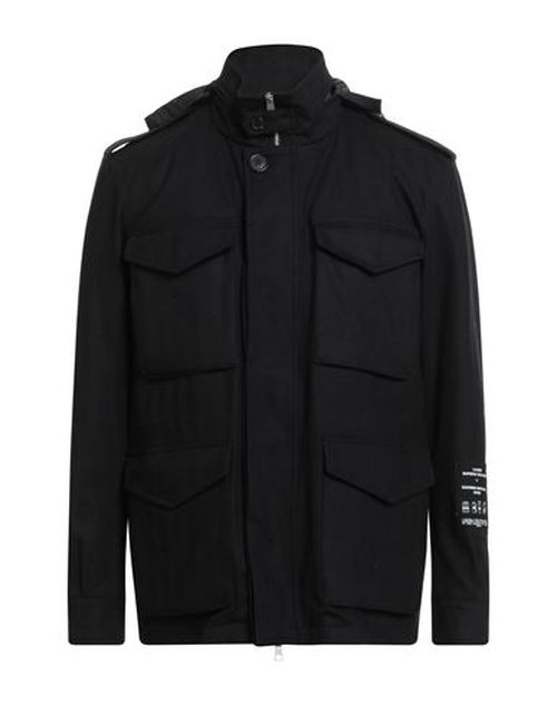 Paltò Man Coat Black Size 40 Virgin Wool, Polyurethane, Elastane