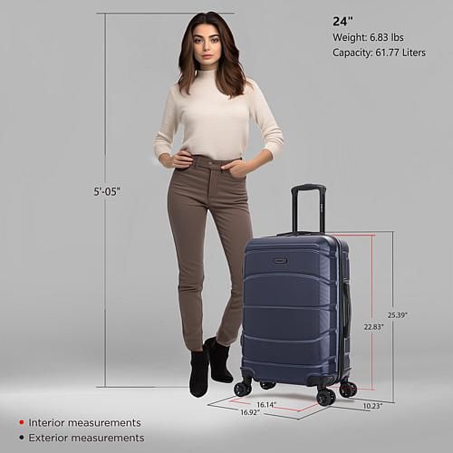 "Sense Lightweight Hardside Spinner Luggage 24"" - Ivory/Off White - Medium"