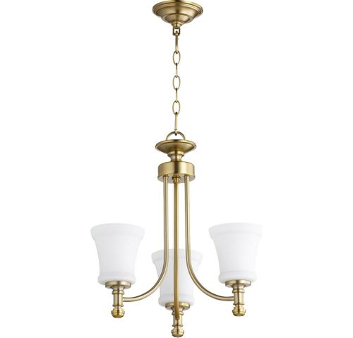 Quorum Rossington 3-Light 19" Transitional Chandelier in Aged Bra