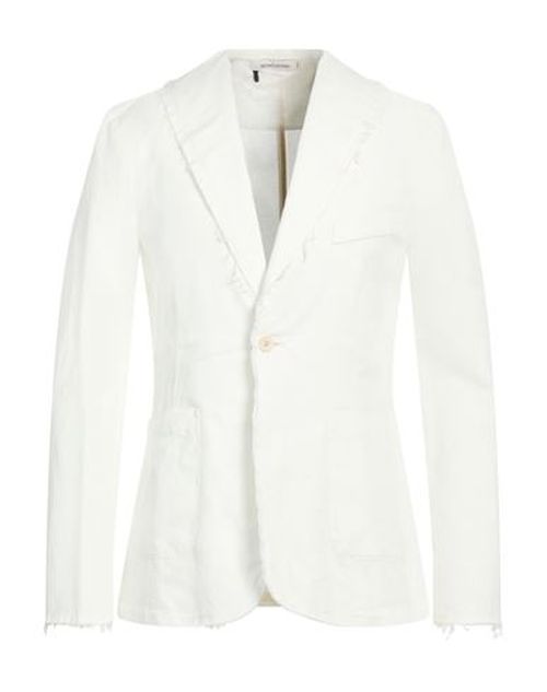 Man Blazer White Size 36 Linen, Cotton, Elastane