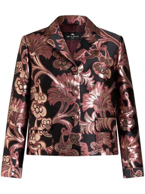 Jacquard cropped jacket - Black