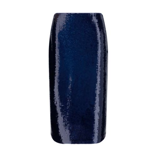 Sequin-Embellished Silk Skirt — Blue