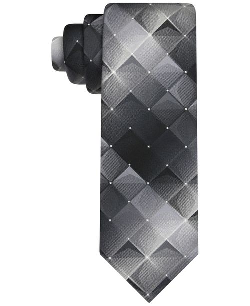 Men's Shadow Grid-Pattern Tie - Black