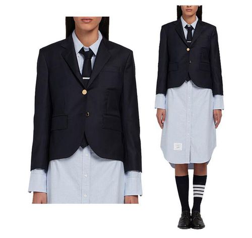 Cropped single-breasted blazer