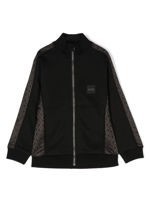 Monogram panelled zipped sweatshirt - Black