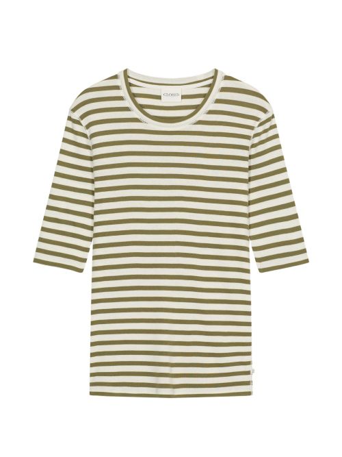 Striped cotton blend sweater