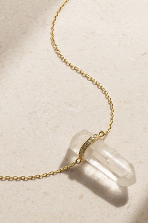 14-karat Gold, Quartz And Diamond Necklace - One size