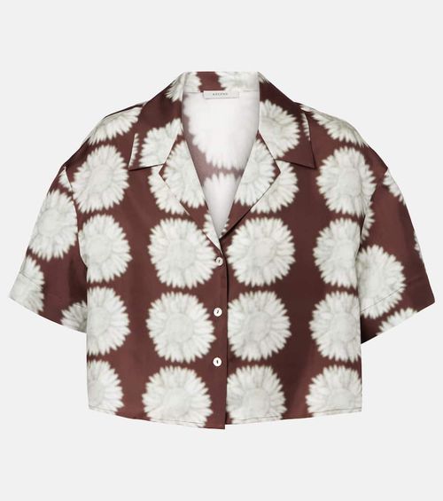 Lincoln floral silk twill cropped shirt