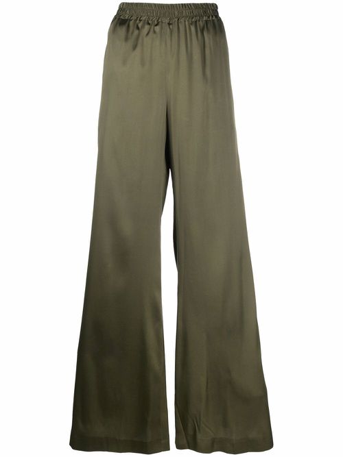 Wide-leg elasticated trousers - Green