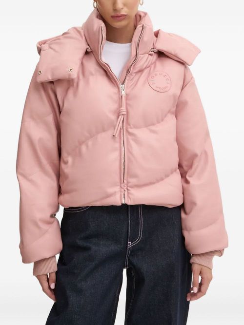 Quilted logo-patch jacket - Pink