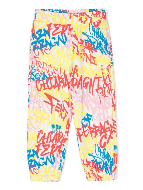 Graffiti-print cotton trousers - Yellow