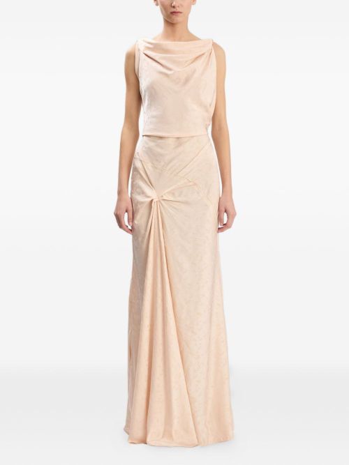 Asymmetric Draped Viscose Dress — Pink