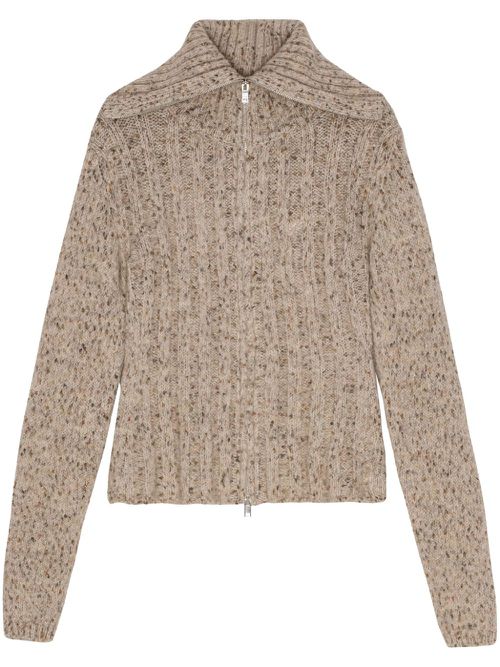 Spread-collar cardigan - Neutrals