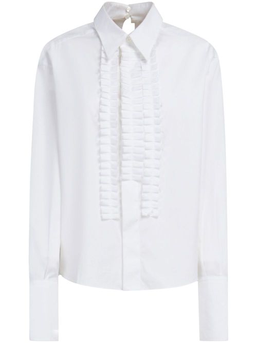 Pleat-detail cotton shirt - White