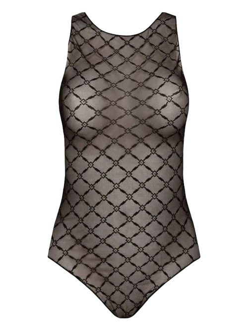 Geometric-pattern bodysuit - Black