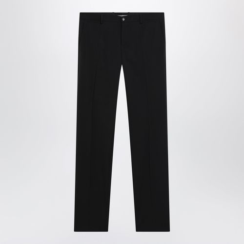 Dolce & Gabbana Tailored Slimfit Cropped Trousers In Black Wool Blend