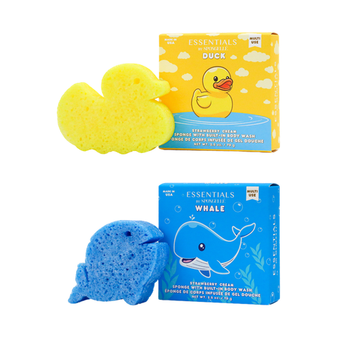 Essentials Water Pals Duck & Whale Body Wash Infused Bath & Shower Loofah for Kids & Baby