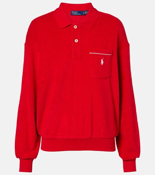 Cotton-blend terry polo shirt