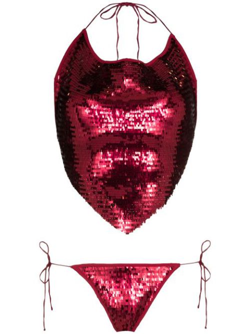 Sequin-embellished bikini set