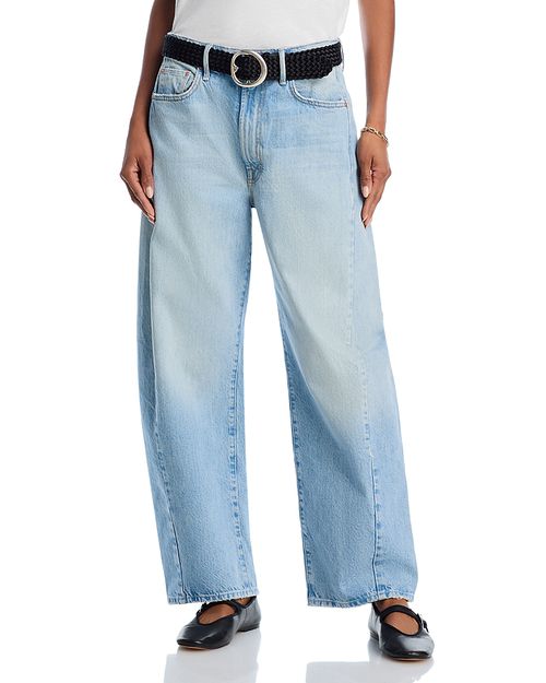 The Full Pipe Flood High Rise Barrel Jeans in Back Pedal