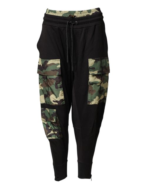 Camouflage Pocket Cargo Pants — Black