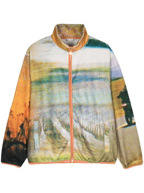 Scenario-print fleece jacket - Green