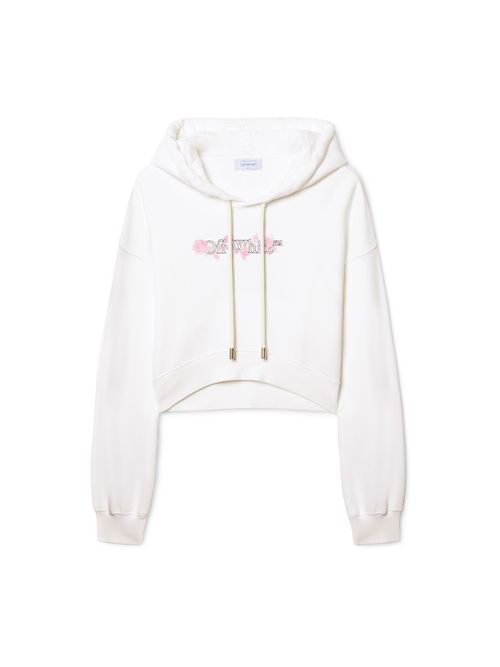 White Bookish Rose Cropped Hoodie