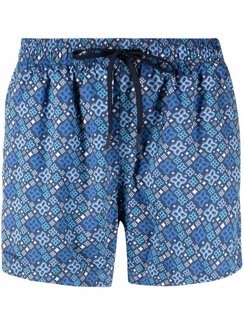 Pattern-print swim shorts - Blue