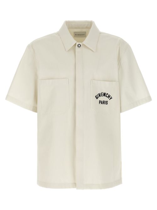 Logo-Embroidered Cotton Shirt — Beige