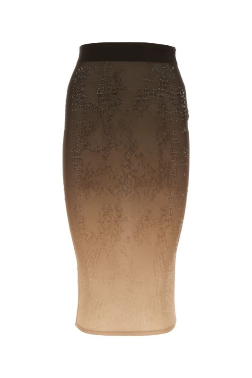 Ombré Rhinestone Skirt — Beige