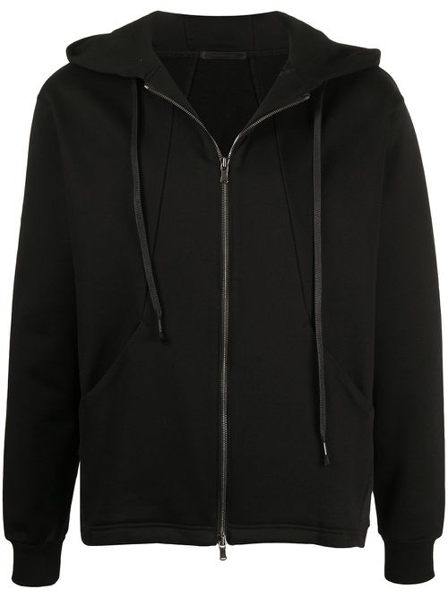 Zip-up cotton hoodie - Black