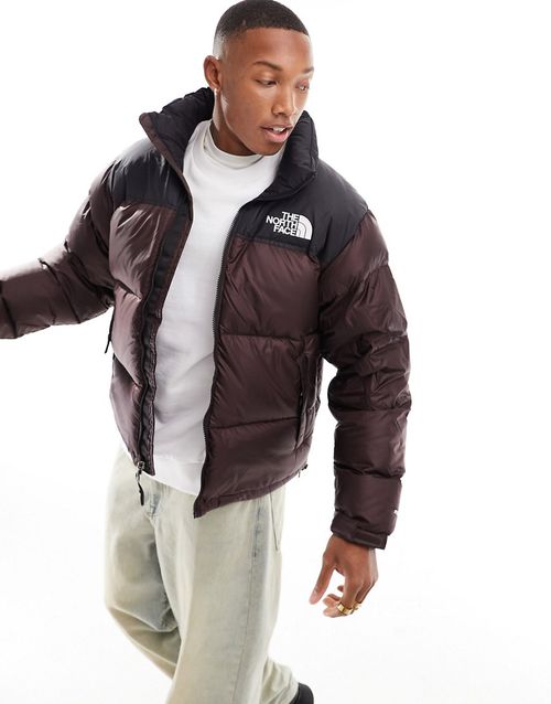 1996 Nuptse down puffer jacket in brown and black